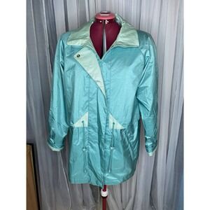 windbreaker vintage 80s Gingham collar  green sz M